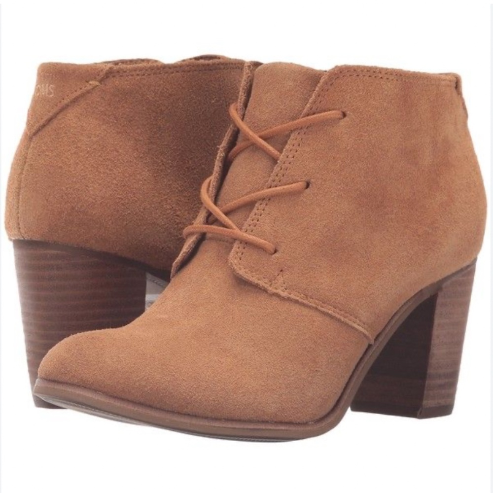 Toms Lunata Lace-Up Bootie in Wheat Suede